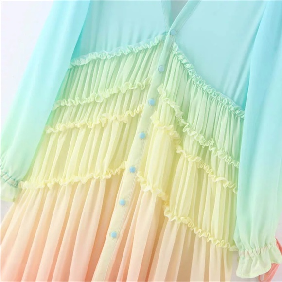 Rainbow Ombré Chiffon Coverup Duster RESTOCKED🎉 - Picture 11 of 16